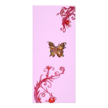 GOLD BUTTERFLY , bright red pink violet flourishes Personalized Announcements