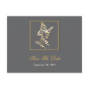 Gold Butterfly Save The Date Wedding Announcement postcards