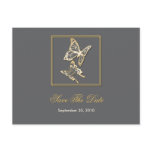 Gold Butterfly Save The Date Wedding Announcement postcards