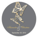 Gold Butterfly Save The Date Wedding Announcement stickers