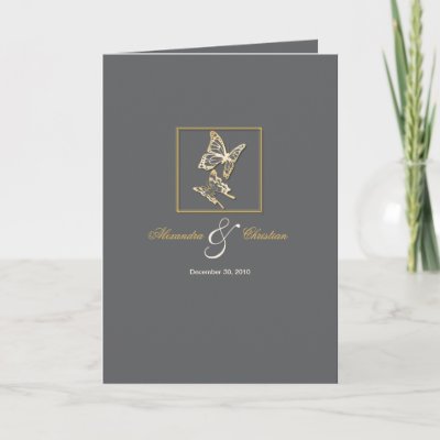 Gold Butterfly Wedding Invitation Announcement by Ruxique
