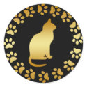 GOLD CAT AND PAWS stickers