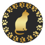 GOLD CAT AND PAWS stickers