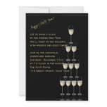 Gold Champagne Flute Pyramid New Years Eve invitations