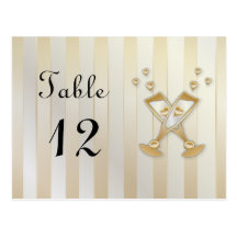 Gold Champagne Love Hearts wedding set Postcards