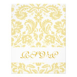 Gold Cream Floral Damask Wedding RSVP Cards Personalized Invite