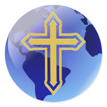 Gold Cross and Earth Round Stickers