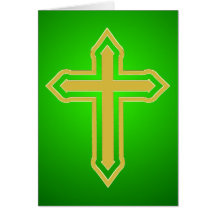 Gold Cross Green backgound Cards