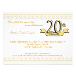 Gold Damask 20th Anniversary Celebration Invite