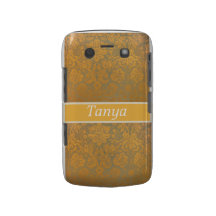 Gold Damask Floral Personalised Blackberry Case