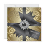 Gold Damask Gold Womans Retirement Party invitations