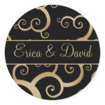 gold damask Wedding Monogram stickers