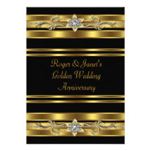 Gold Diamonds Elegant 50th Wedding Anniversary Custom Invite