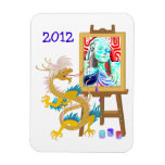 Gold Dragon paints your portrait on Premium Magnet magnets