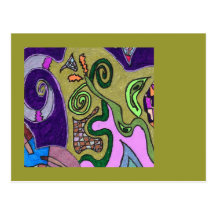 "Gold Elephant" original abstract Postcard