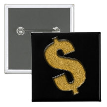 Gold Encrusted Dollar Sign Button