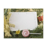 gold fiol bow Christmas postcard