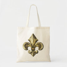 Gold Fleur de lis Canvas Bag