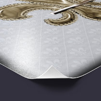 Gold Fleur de Lis silver background black edges photography