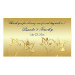 Gold Floral and Royal Blue Wedding Favour Tag business cards