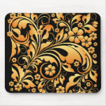 gold floral pattern mouse pad
