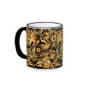 gold floral pattern mugs
