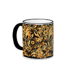 gold floral pattern mugs