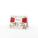 Gold Floral Thank You Card with Red Bow