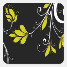 Gold Flowers on Black Sticker