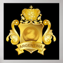 Gold Football Argentina Print