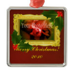 Gold Frame with Holly Berries Custom Ornament