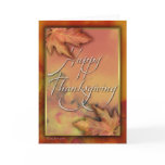Gold framed fall leafs-Thanksgiving cards