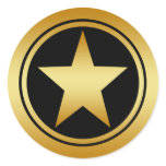 GOLD FRAMED STAR ROUND STICKER