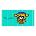 Gold Frankenstein monkey on blue background