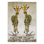 Gold Giraffes Thank You Notecard