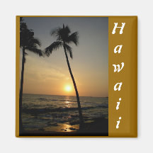Gold Hawaiian Sunset Fridge Magnet