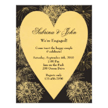 Gold Heart Engagement Invitation