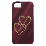 Gold heart monograms crimson iPhone 5 cases