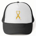 Gold Heart Shaped Awareness Ribbon hats