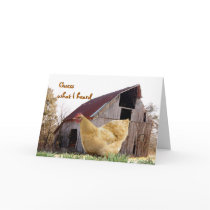 Gold Hen and Old Barn - customise any occasion Greeting Cards