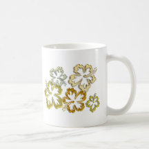 Gold Hibiscus Blooms Mugs