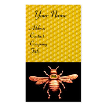 GOLD HONEY BEE / BEEKEEPER BEEKEEPING MONOGRAM BUSINESS CARDS