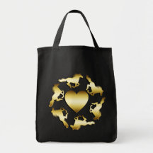 GOLD HORSES RING CANVAS BAG