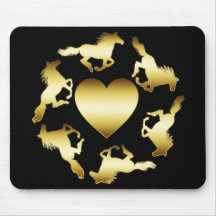 GOLD HORSES RING MOUSE PAD