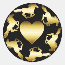 GOLD HORSES RING ROUND STICKER