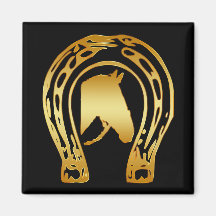 GOLD HORSESHOE AND HORSE HEAD MAGNETS