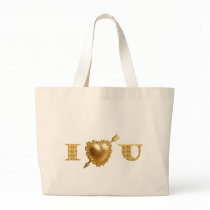 Gold I Love You - I HEART U Canvas Bags
