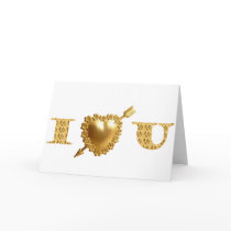 Gold I Love You - I HEART U Greeting Cards