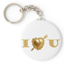 Gold I Love You - I HEART U Keychain