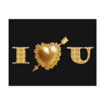 Gold I Love You - I HEART U Post Cards
